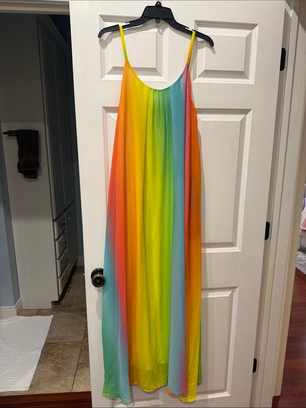 Aura Rainbow Maxi Dress in Yellow, Green, Blue, Orange, Pink